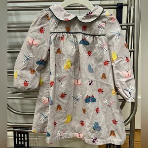 Baby Boden Grey light corduroy dress with butterflies -18-24 months